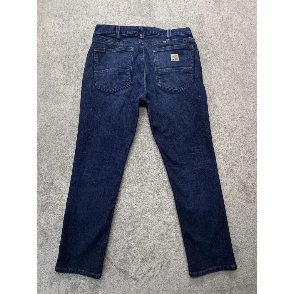 Carhartt Force Straight Jeans Mens Measured‎ 33x27 Blue Stretch Tapered Leg